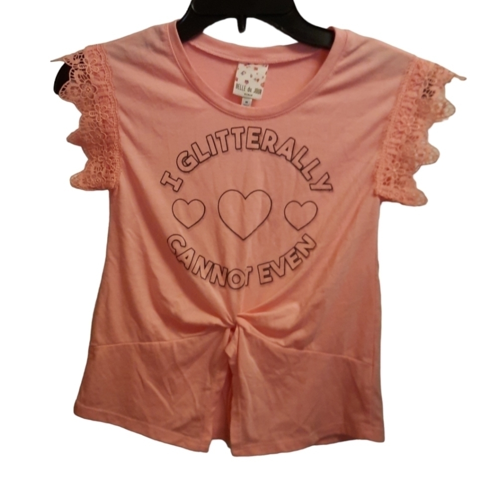 Belle du Jour Girls Peach Tee Size Medium
